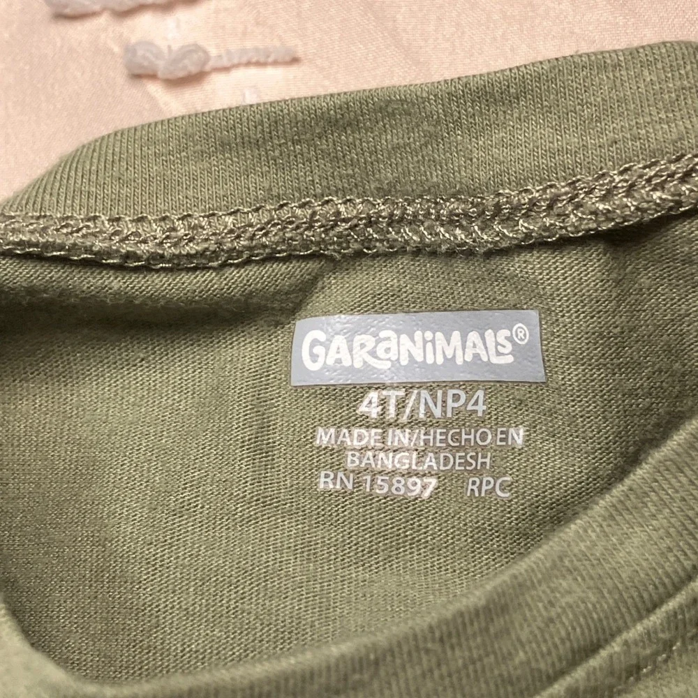 Garanimals Girls 4T Outfit Set Olive Green Smile Top & Baby Gap Denim Joggers